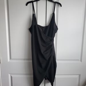 MILUMIA Womens V-neck Wrap Cami Dress Sz XL Plus LBD Sexy Cocktail